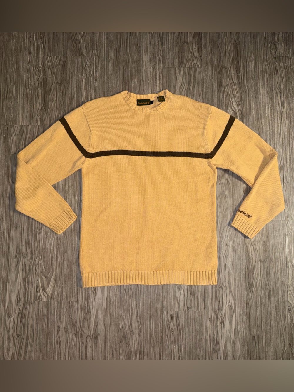 Vintage Timberland Knit Sweater Mens S Gold Yellow Casual Pullover Jumper